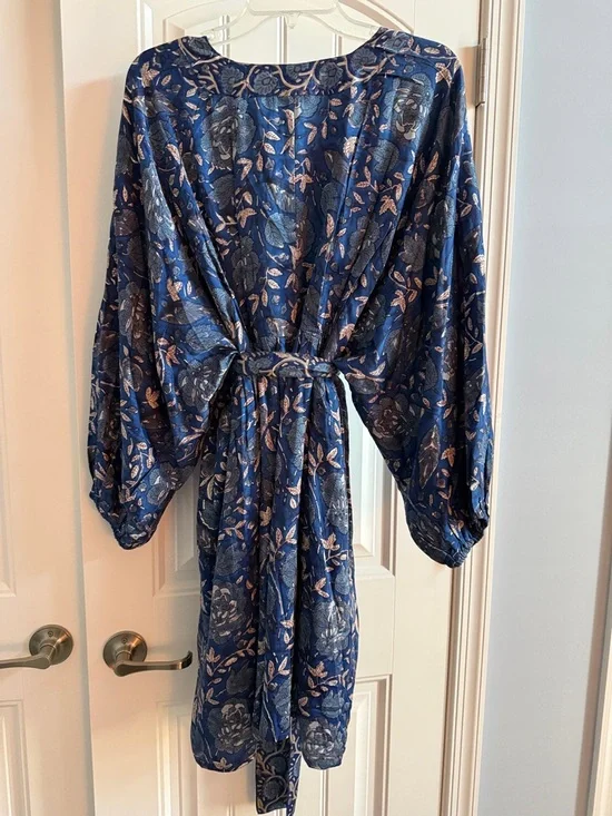 Clara The Label Blue Floral Long-Sleeve Mini Dress L New - Picture 6 of 7
